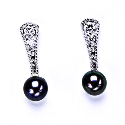 stříbrné náušnice s přírodní perlou, šroubek, šperky,NŠ 1241