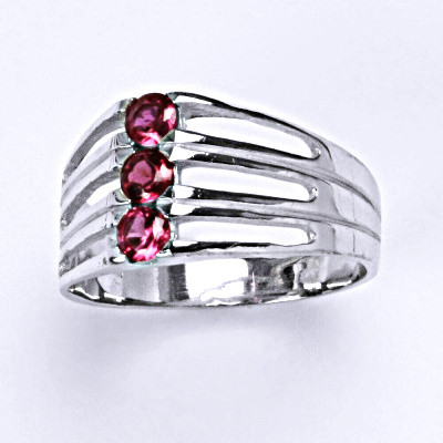 Stříbrný prsten s rubíny T 1365