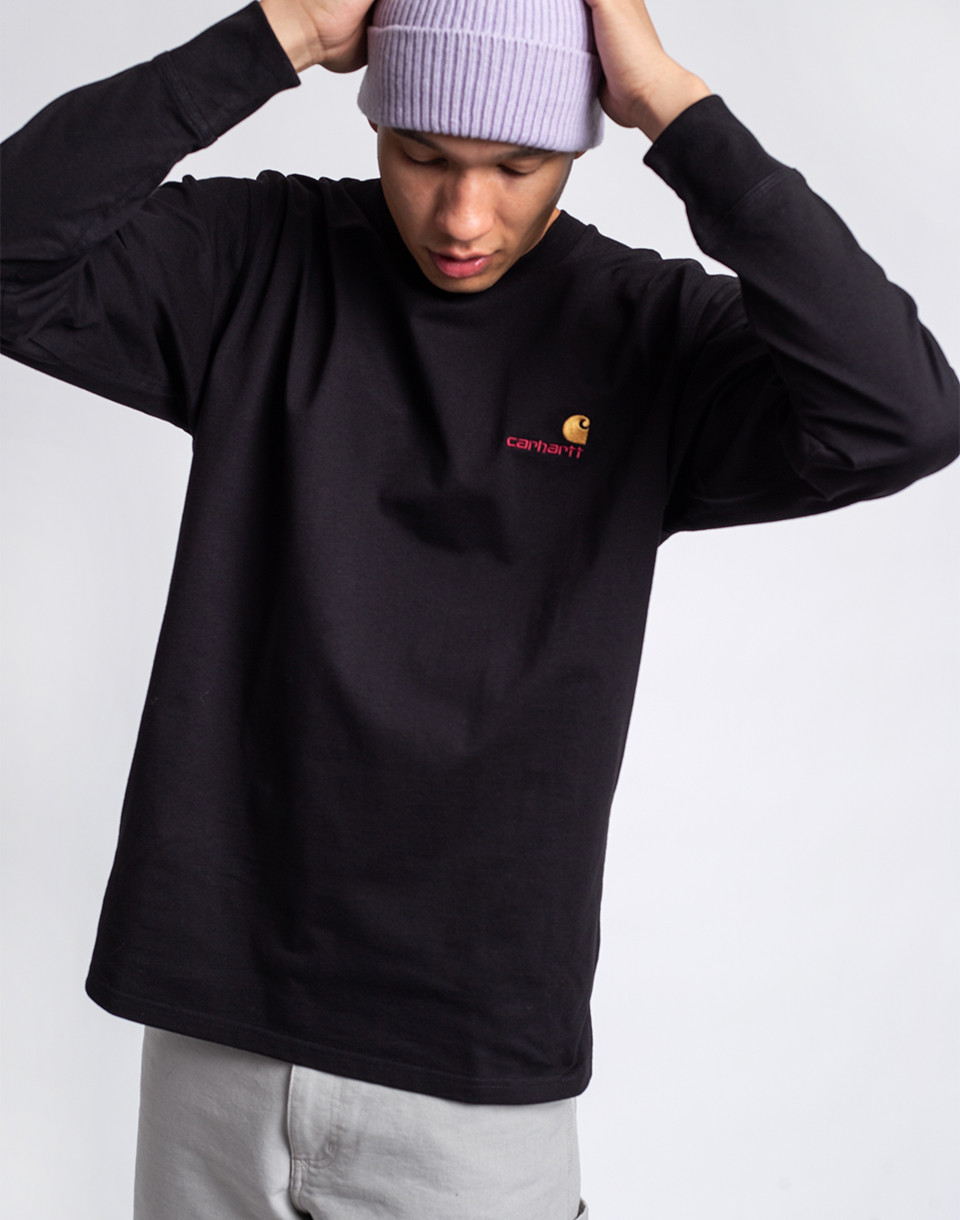 Carhartt WIP L/S American Script T-Shirt Black XL