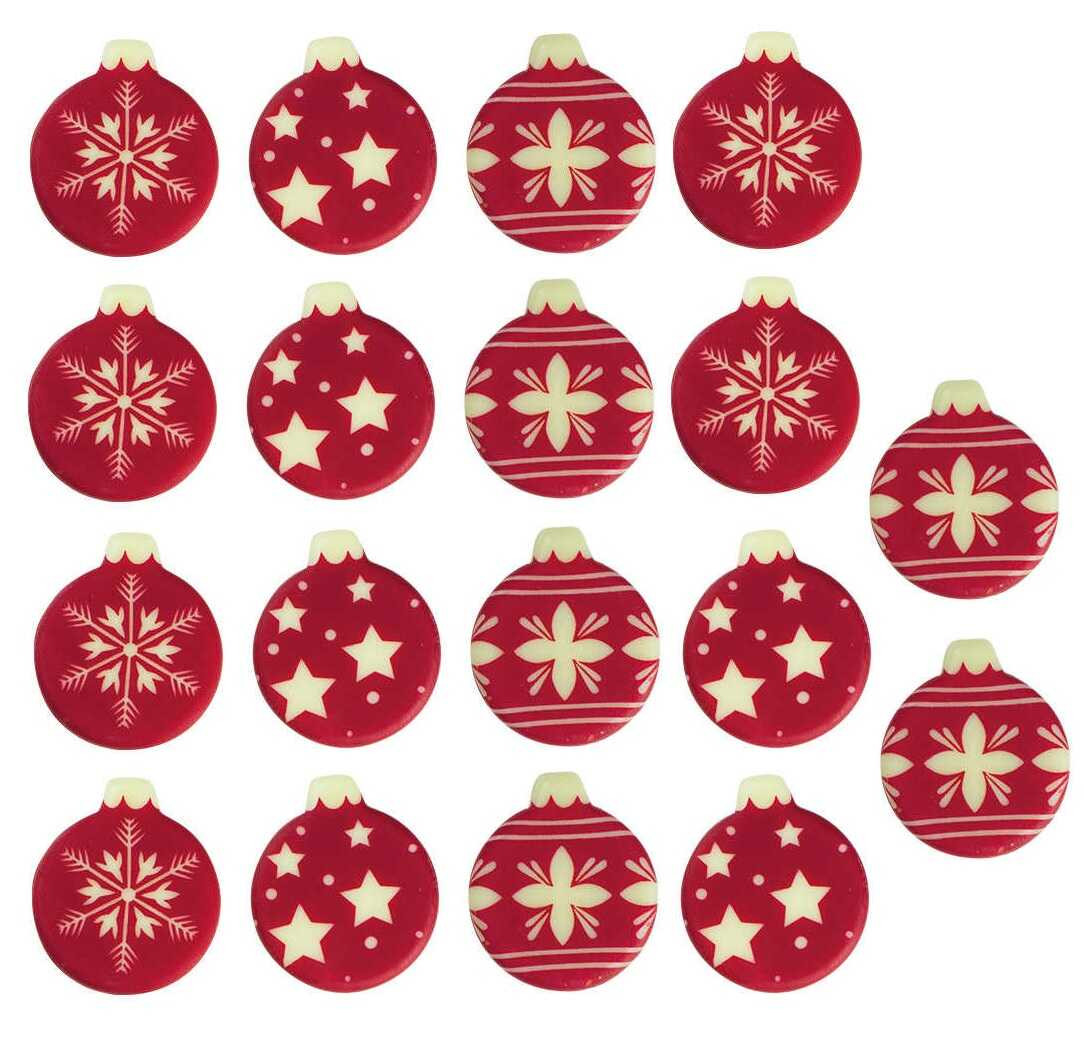 Čokoládová dekorace Vánoční ozdoba červená 18ks