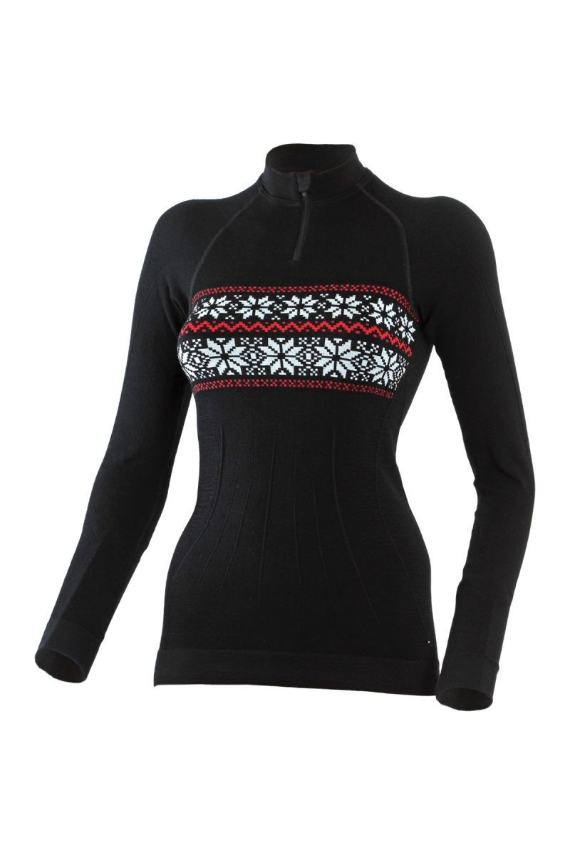 Lasting WIGI 9N13 černá bezešvá merino mikina Velikost: XS