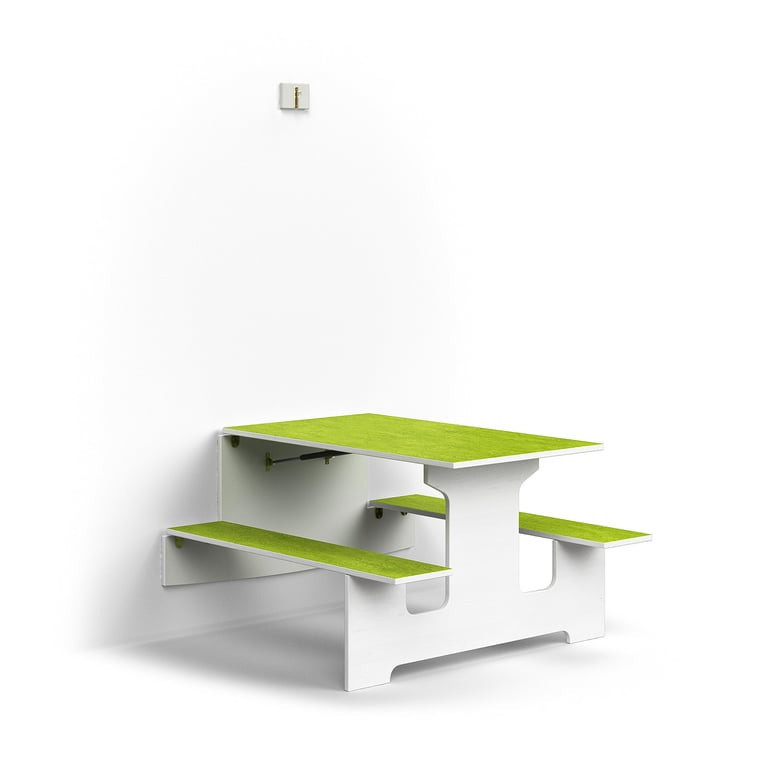 Nástěnný stůl LUCAS, 1200x1205x720 mm, linoleum, bílá/zelená