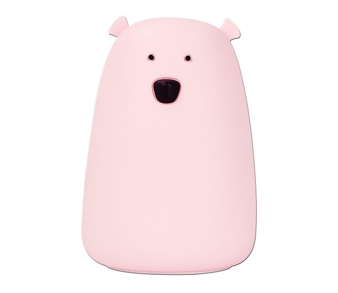 LED RGB Dětská dotyková lampička BEAR LED/0,8W/5V růžová + USB