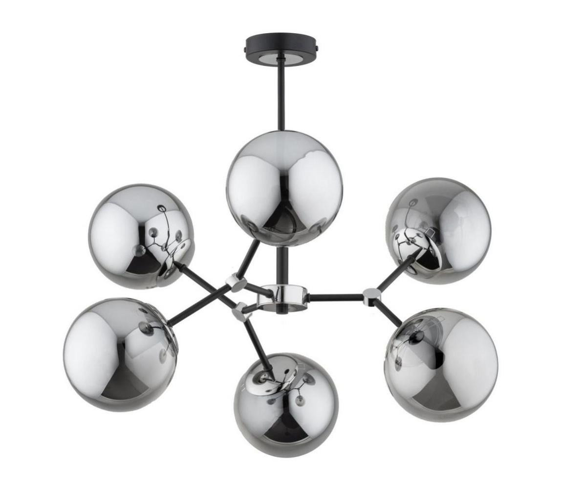 Lustr na tyči FOTON  6xE14/40W/230V černá/šedá