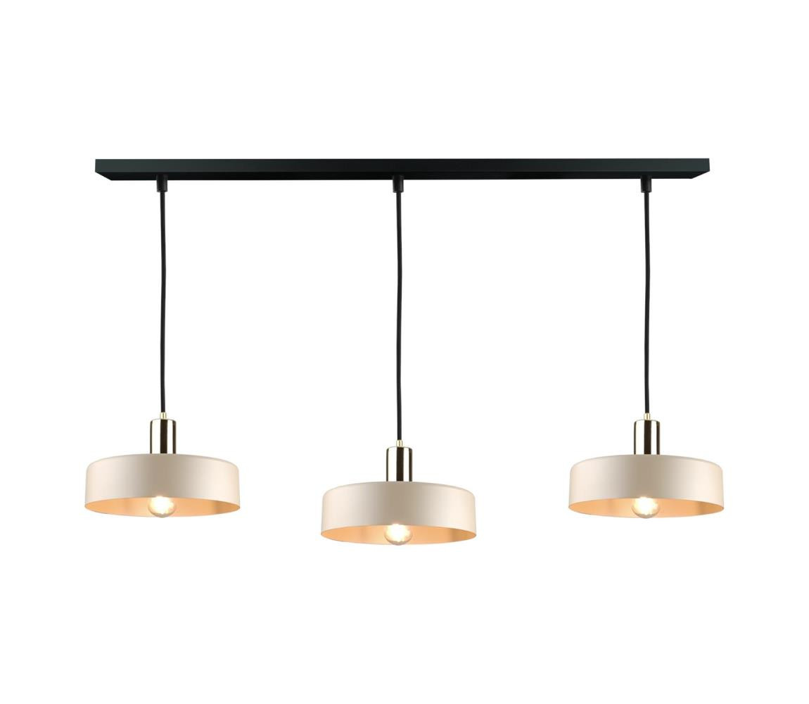 Keter Lighting Lustr na lanku LATTE 3xE27/60W/230V béžová/černá/lesklý chrom