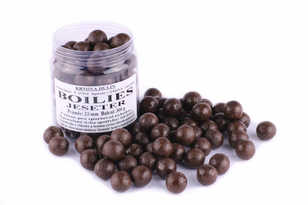 Krmiva HULÍN  Boilies - JESETER - Black Halibut se sýrem - O 20 mm