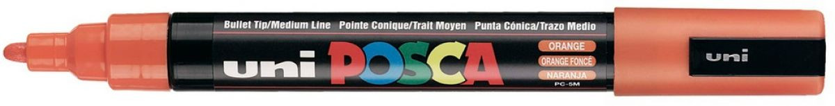 Uni-ball Uni-ball, PC-5M, Posca, akrylový popisovač, kusový, 1 ks Barva: Oranžová