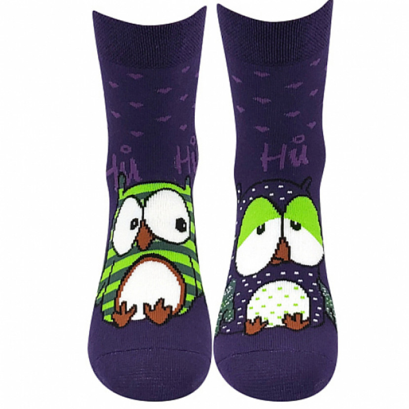 Ponožky dámské silné Boma Pruhana 12 Sovičky - fialové, 39-42