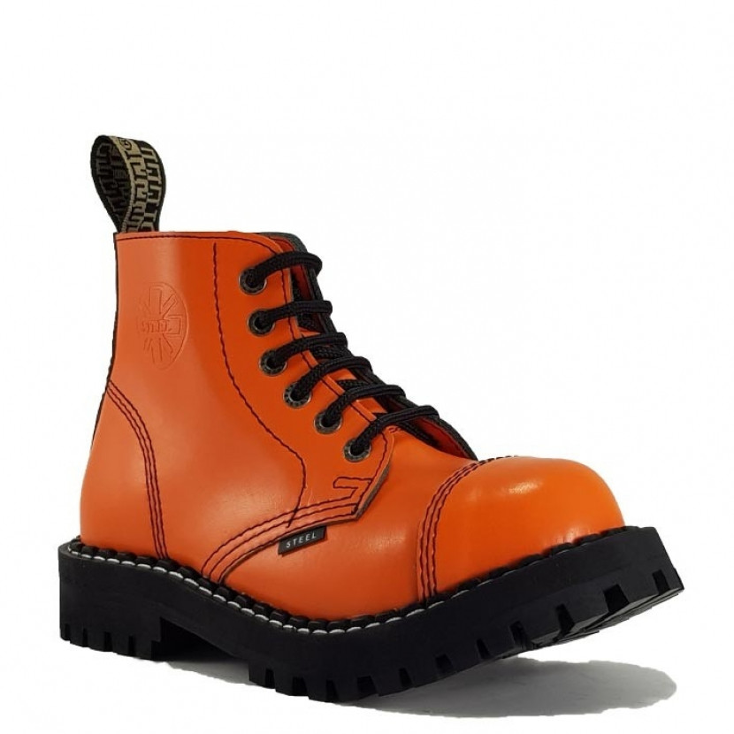 Boty Steel 6-dírkové - oranžové, 43