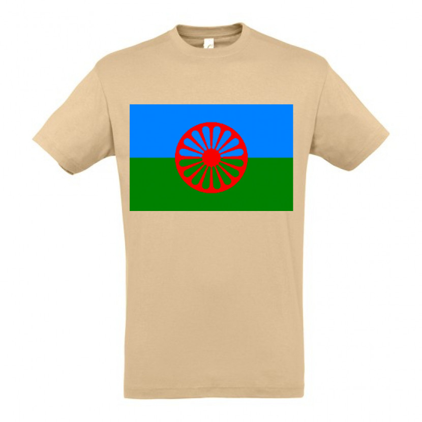 Triko s romskou vlajkou - béžové, XL