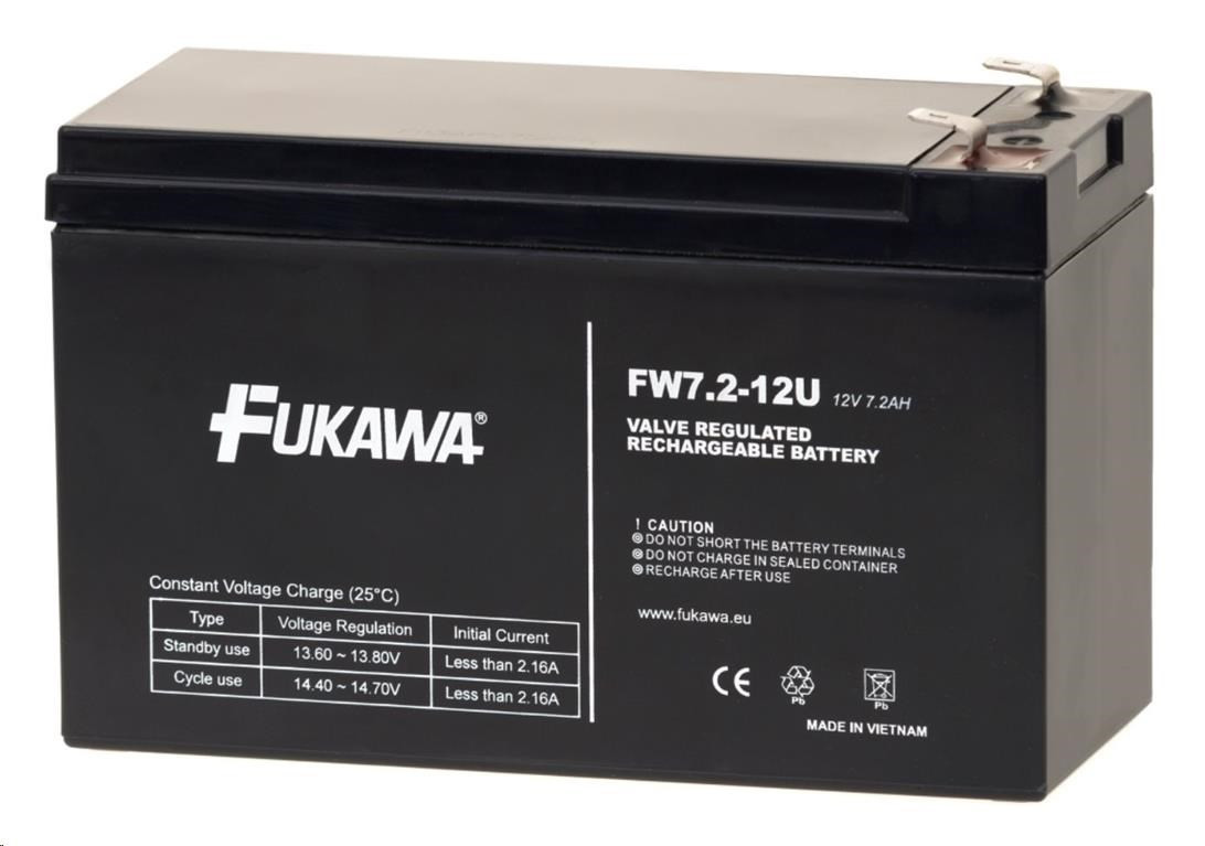 Baterie - FUKAWA FW 7, 2-12 F2U (12V/7, 2 Ah - Faston 250), konektor - 6.3mm, životnost 5let