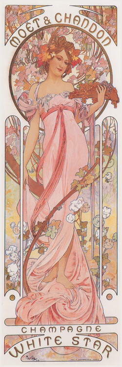 Alfons Mucha Obrazová reprodukce Moët & Chandon White Star Champagne, Alfons Mucha, 20 × 60 cm