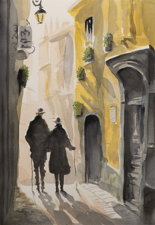 Mattias Noren Ilustrace Golden Alley Stroll, Mattias Noren, 26.7 × 40 cm