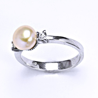 Stříbrný prsten s růžovou přírodní perlou 8 mm, T 1207