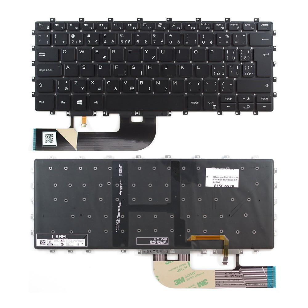 česká klávesnice pro notebook Dell XPS 15 (9575) 2IN1 Touch, Precision 5530 černá CZ podsvit