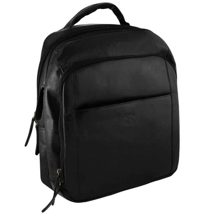 Větší pánský pracovní kožený batoh Walnez, černá