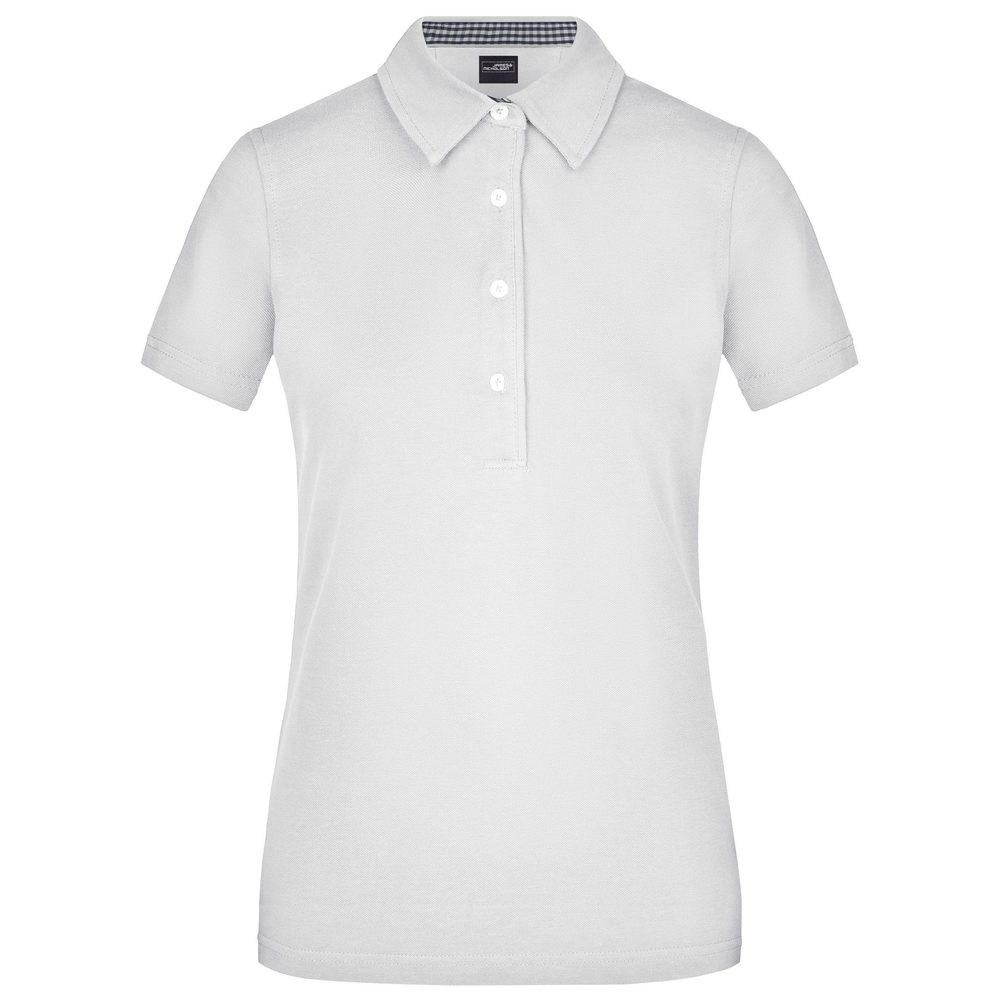 James & Nicholson (Daiber) Elegantní dámská polokošile JN969 - Bílá / tmavě modrá / bílá | L