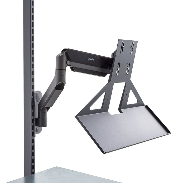 Držák na monitor k dílenskému stolu ROBUST/SOLID/VERVE, vč. police na klávesnici, nastavitelné ramen