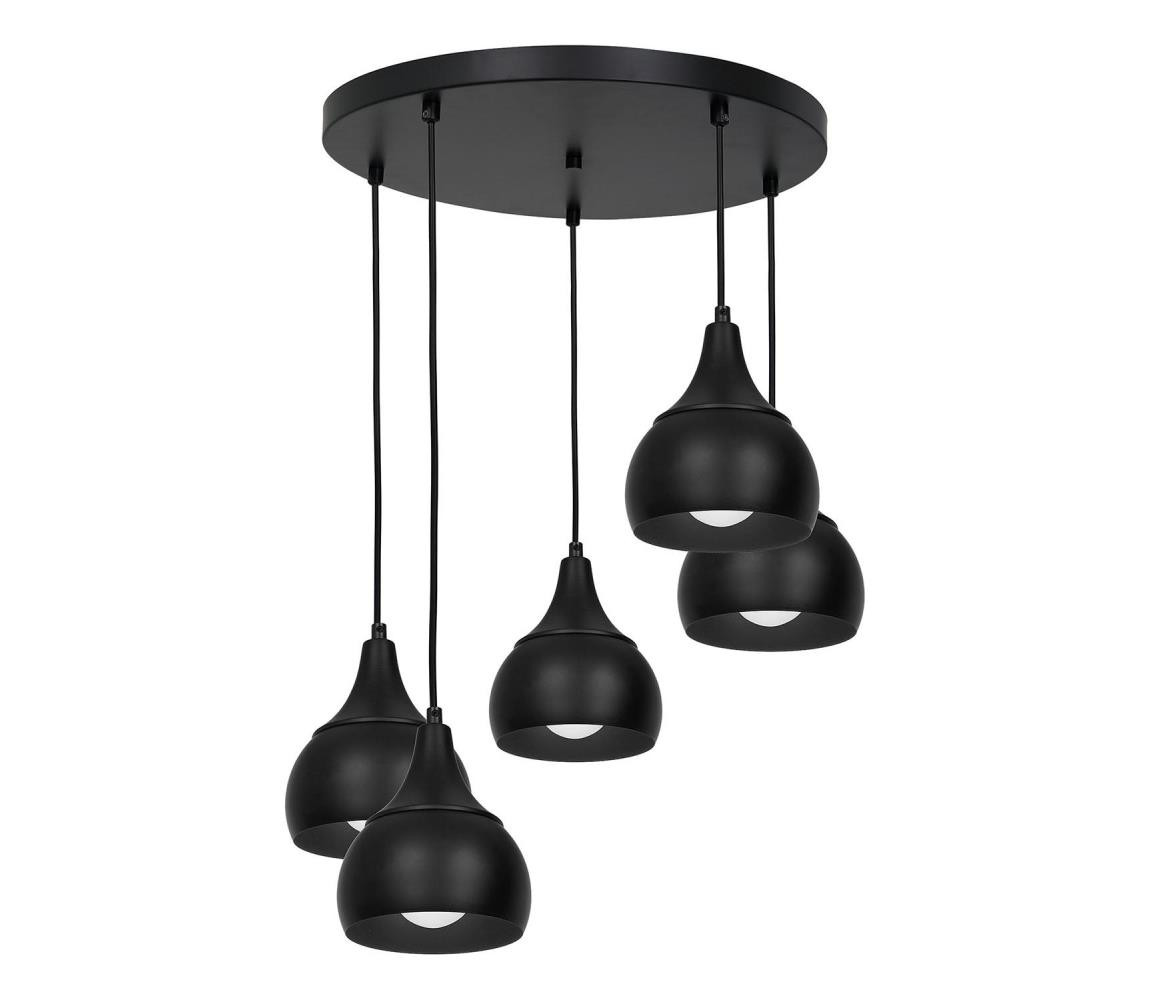Lustr na lanku AKTAN 5xE27/60W/230V černá kulatý