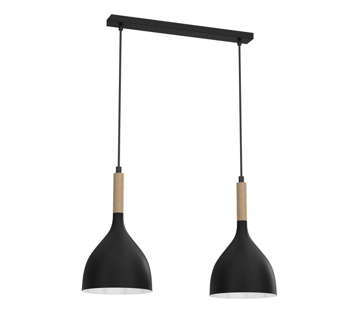 Lustr na lanku NOAK WOOD 2xE27/15W/230V černá/buk