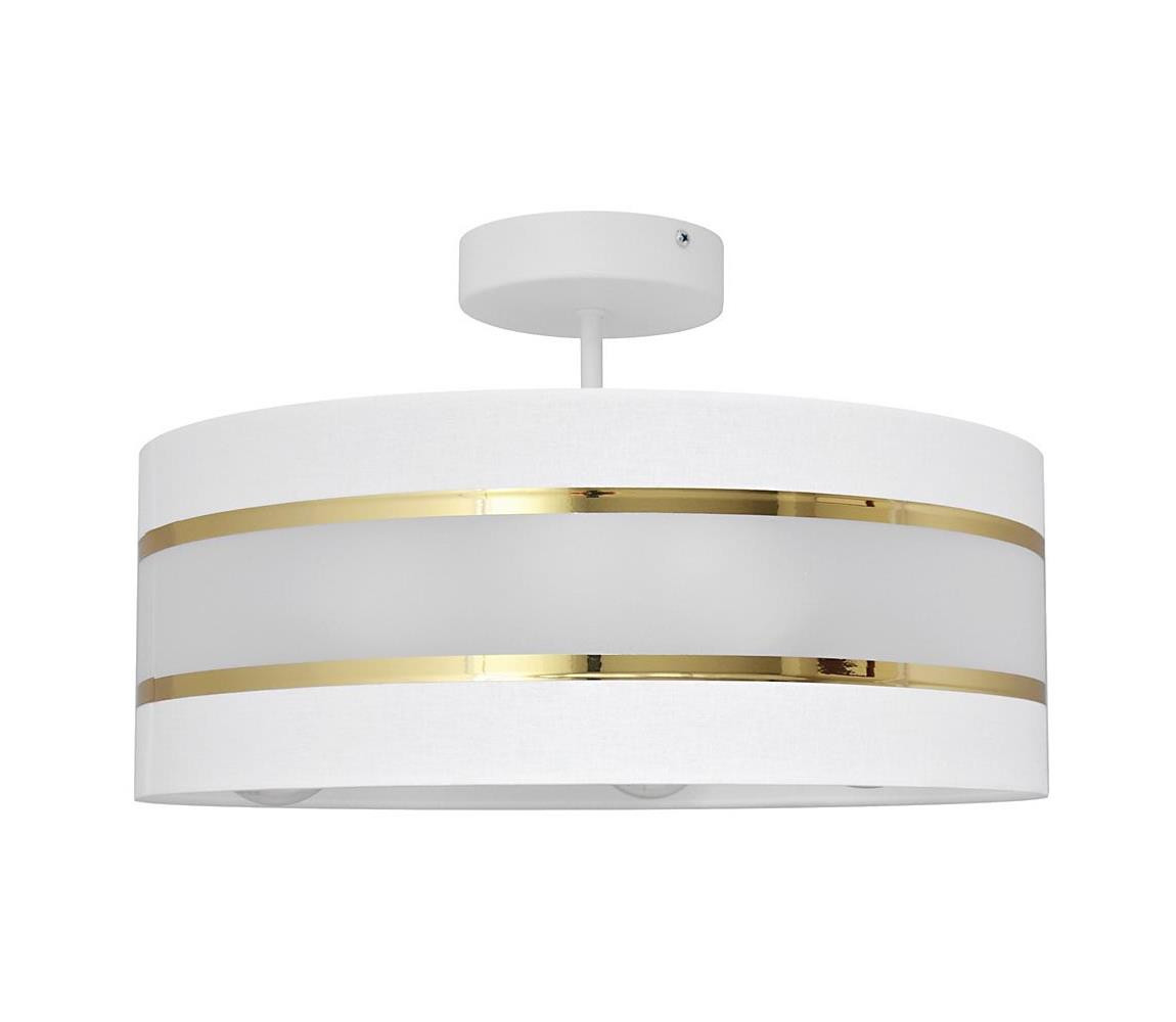 Lustr na tyči HELEN 3xE27/15W/230V bílá/zlatá