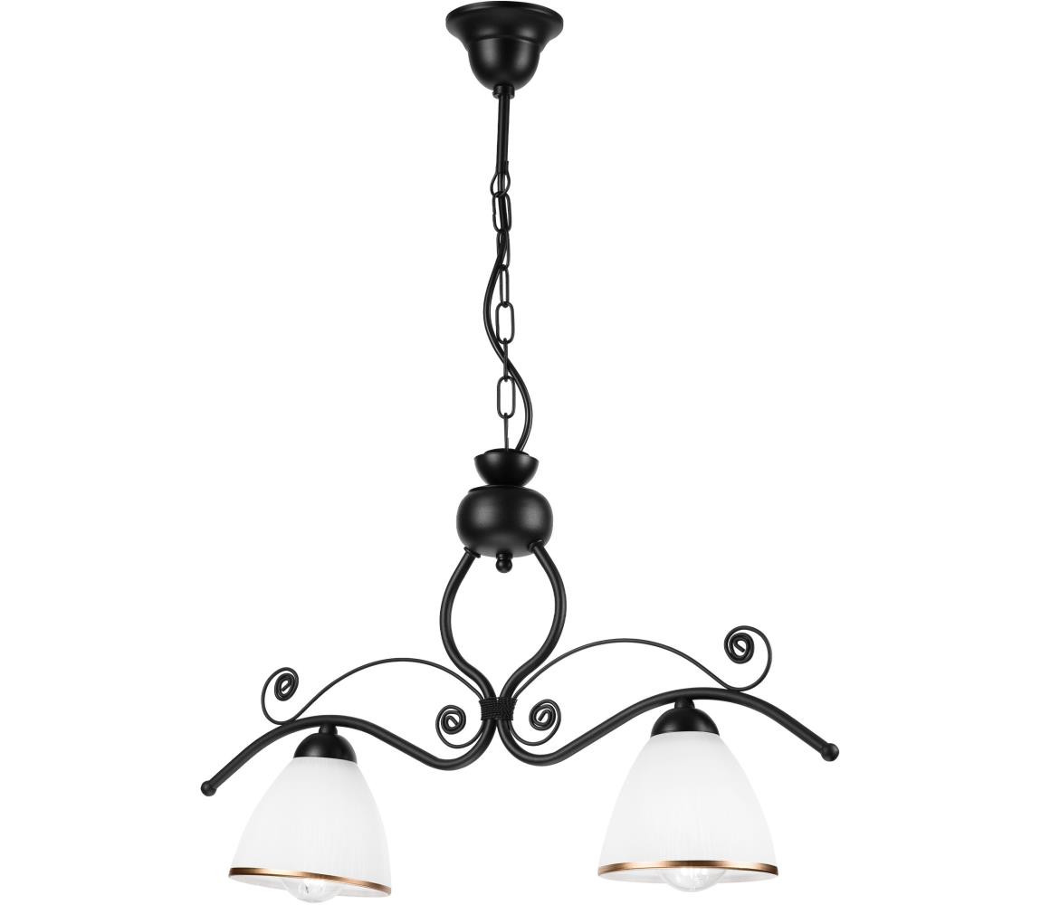 Lustr na řetězu RETRO 2xE27/60W/230V matná černá