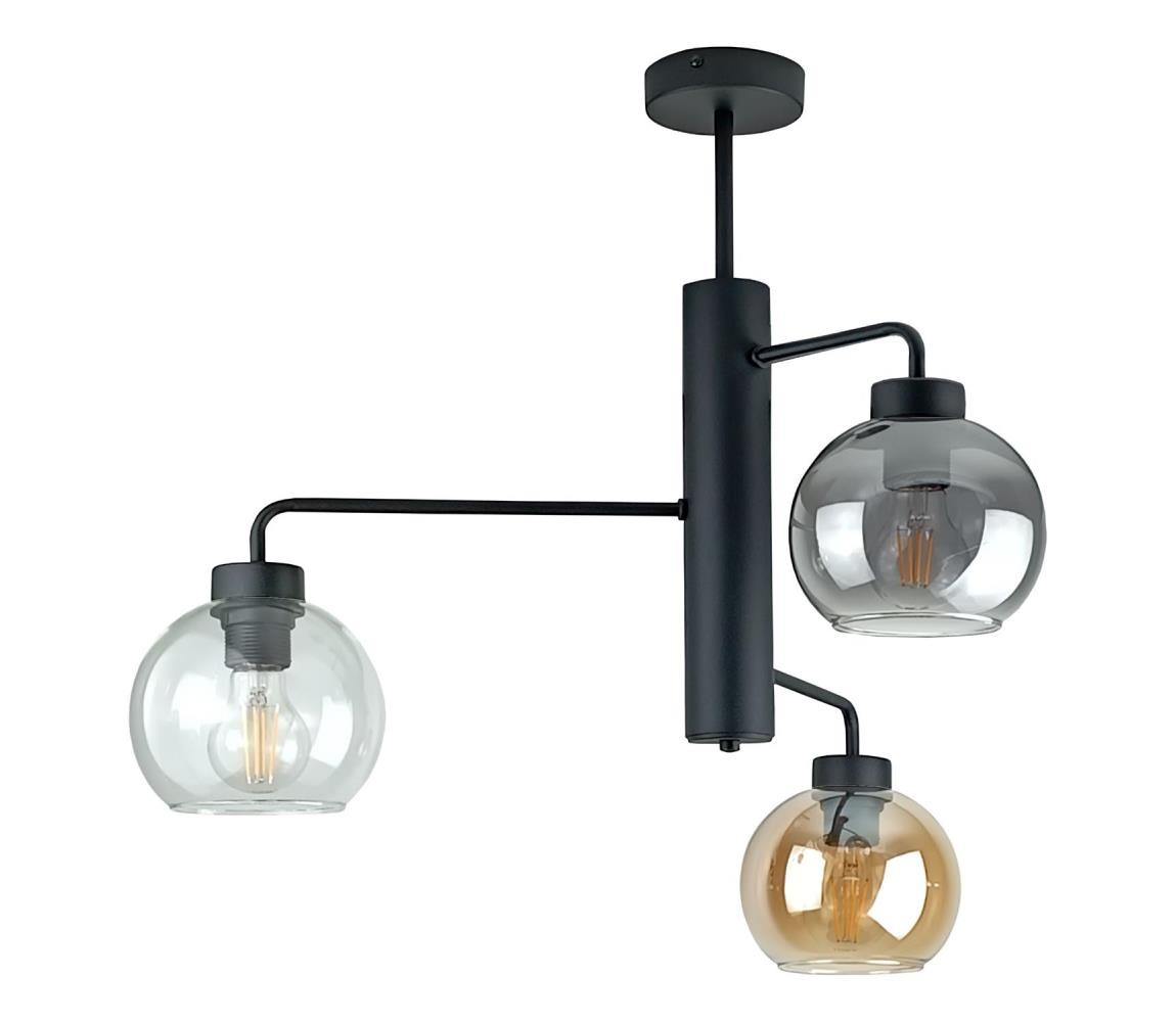 Keter Lighting Lustr na tyči FLEX 3xE27/60W/230V černá/kouřová černá/kouřová béžová/čirá