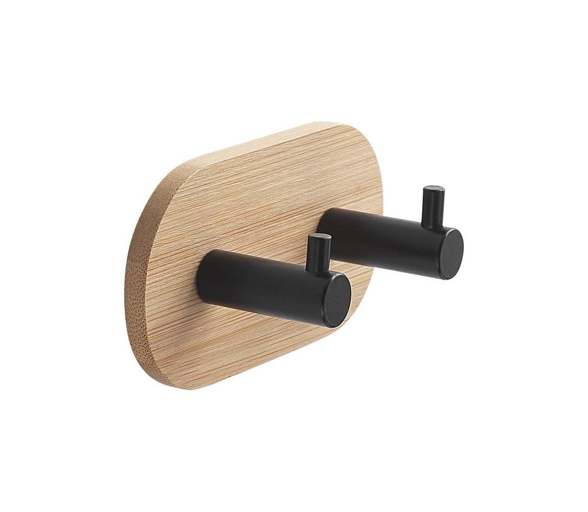 Gedy Gedy - Samolepící nástěnný věšák na ručníky HIMALAYA černá/bambus