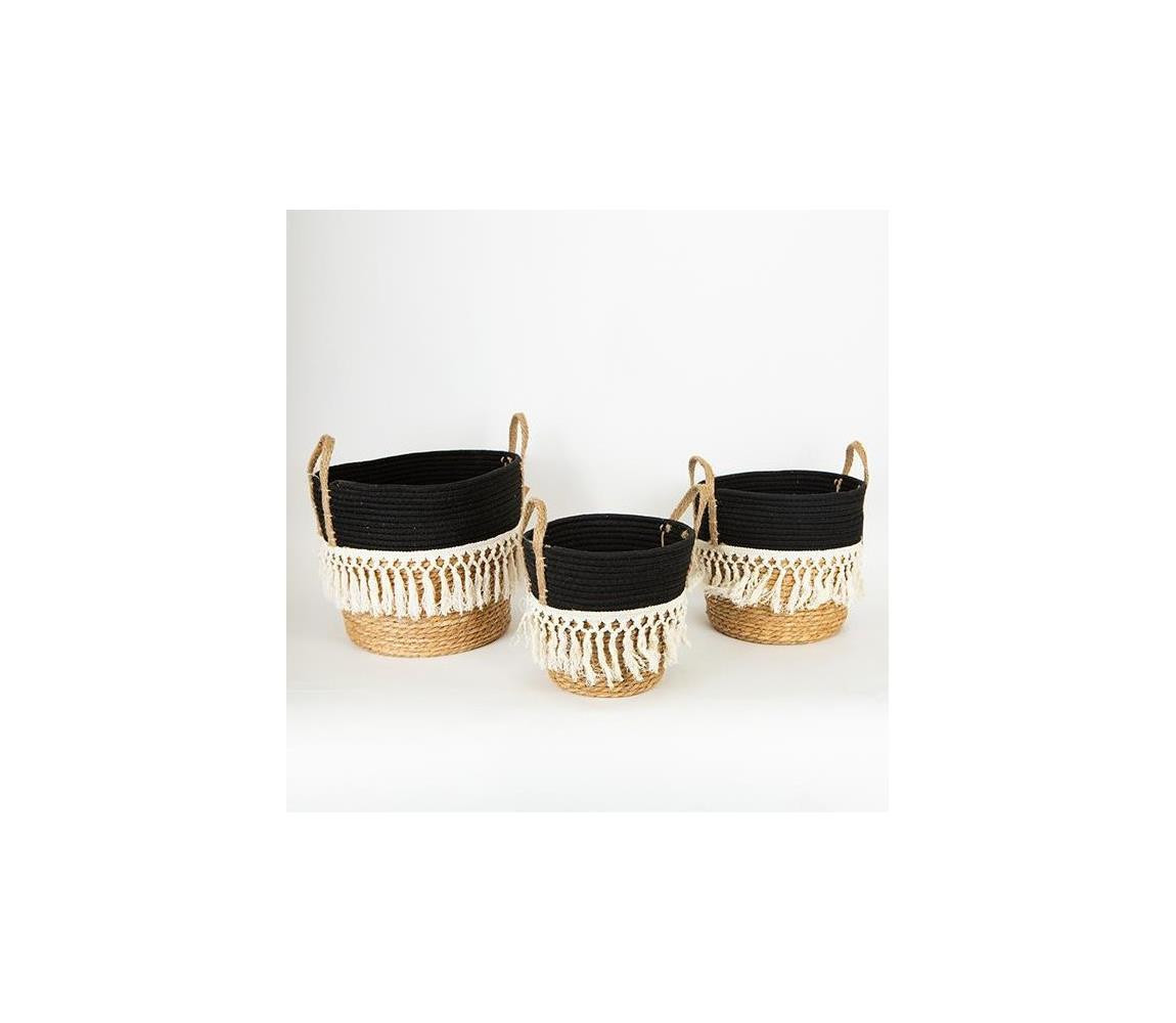 Eurolamp SADA 3x Slaměný košík béžová/černá/bílá