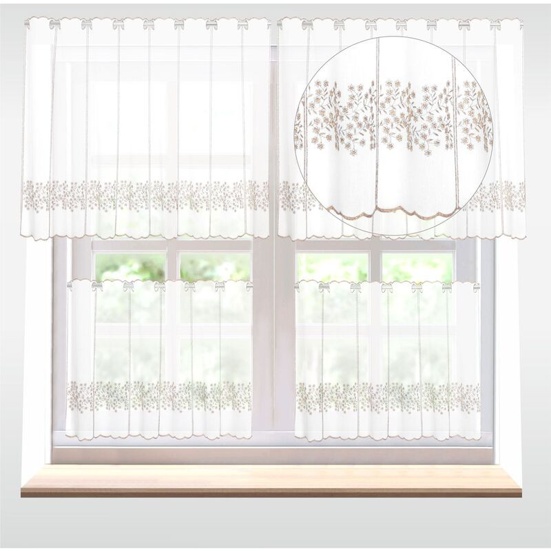 Záclona batist, Hnědý šater metráž, bílá 50 cm