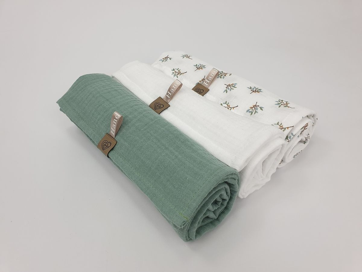 Mušelinové plenky 3 ks - zelené