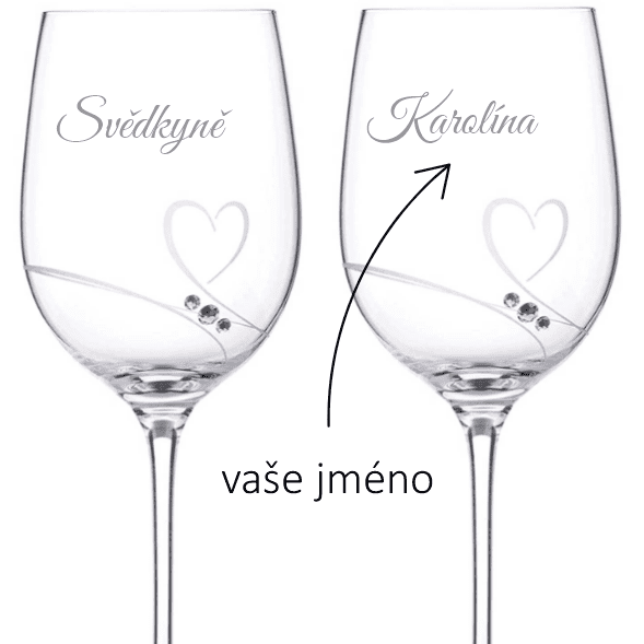 Dekorant Sklenice na víno pro svědkyni se Swarovski krystaly Romance 2KS