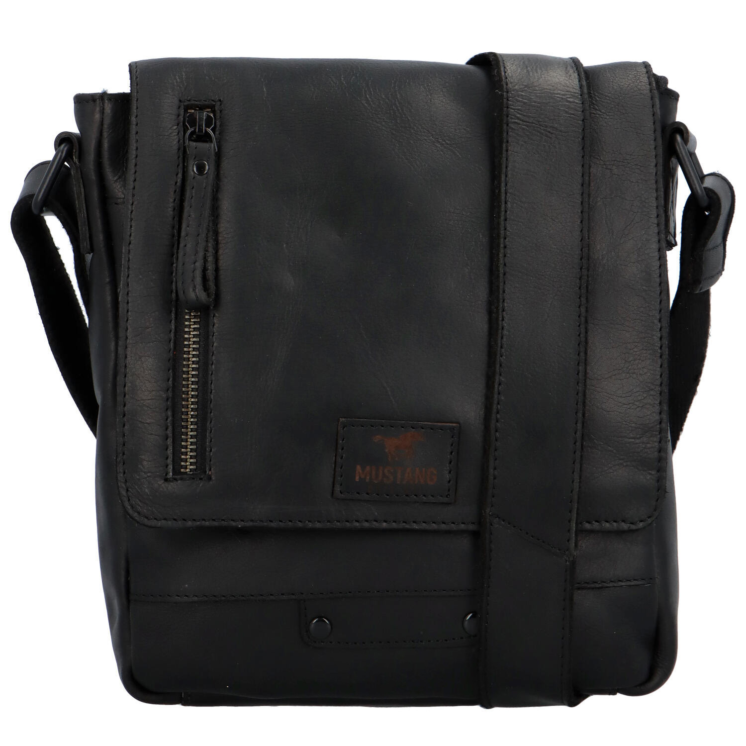 Pánská kožená crossbody taška černá - Mustang Sannio černá