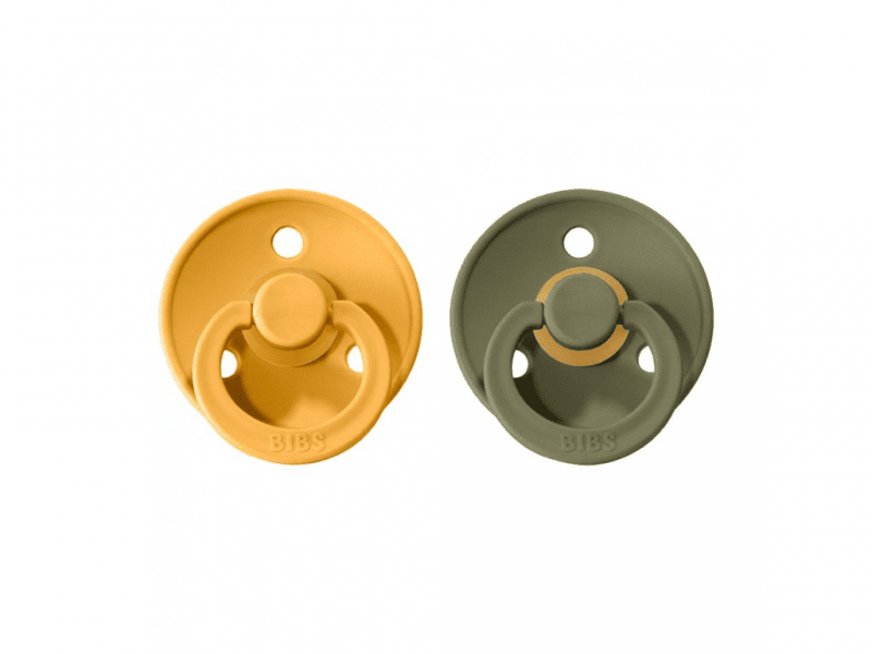 Bibs Dudlíky COLOUR Honey Beel/Olive - velikost 1, přír kaučuk 2ks