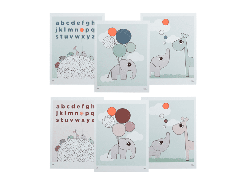 DONE BY DEER Dětské plakáty 3 ks -  oboustranné