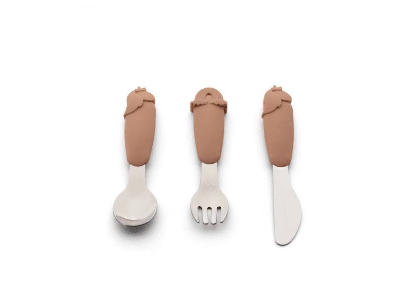 Citron Set 3 příborů kombinace Nerezová ocel a Silikon, Jednorožec