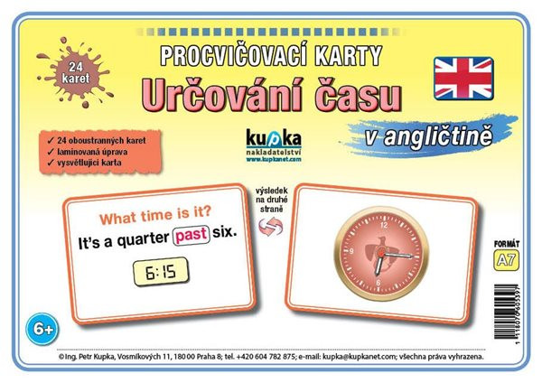 Procvičovací karty - určování času v angličtině A7 (10x7 cm)