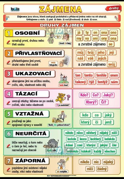 Zájmena - druhy A4 (30x21 cm)