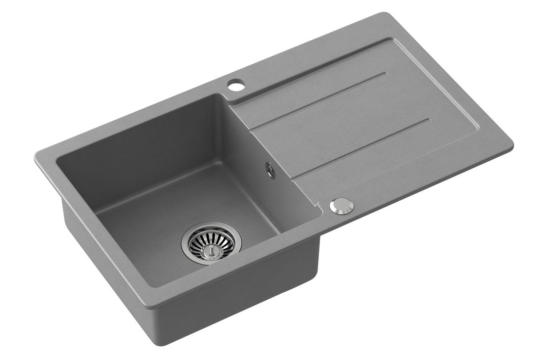 SAMONA Granitový vestavný dřez s odkapem, 77x44cm, šedá