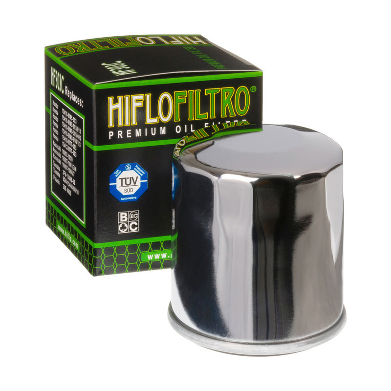Hiflofiltro Olejový filtr Hiflofiltro, chrom, Honda, Yamaha, Kawasaki HF303C
