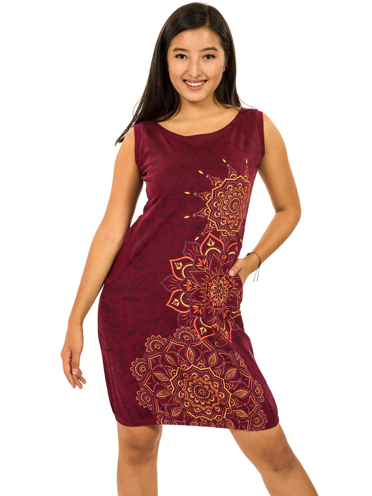 Himalife Balonové šaty Lhasa - vínová Velikost: 3XL