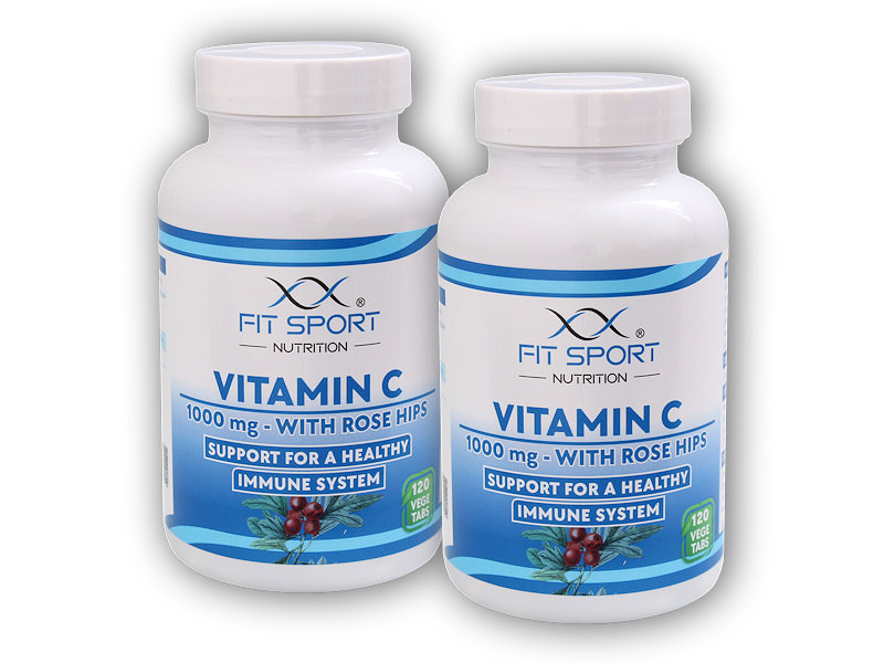 FitSport Nutrition 2x Vitamin C 1000mg with Rose Hips 120 vege tablet
