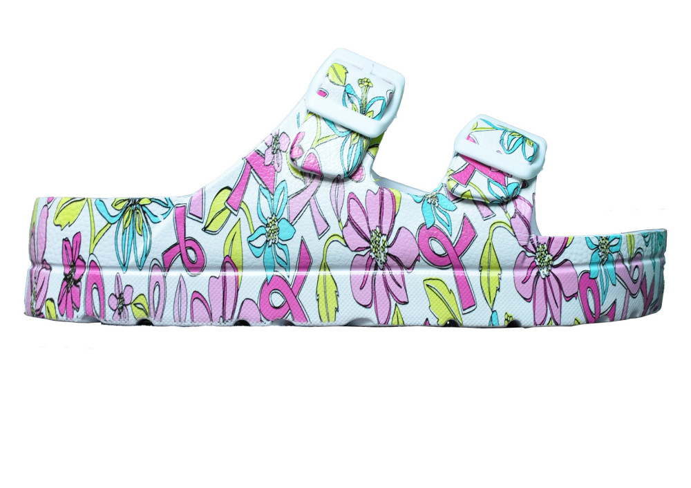 Dámské pantofle na platformě v bílé barvě s potiskem 36