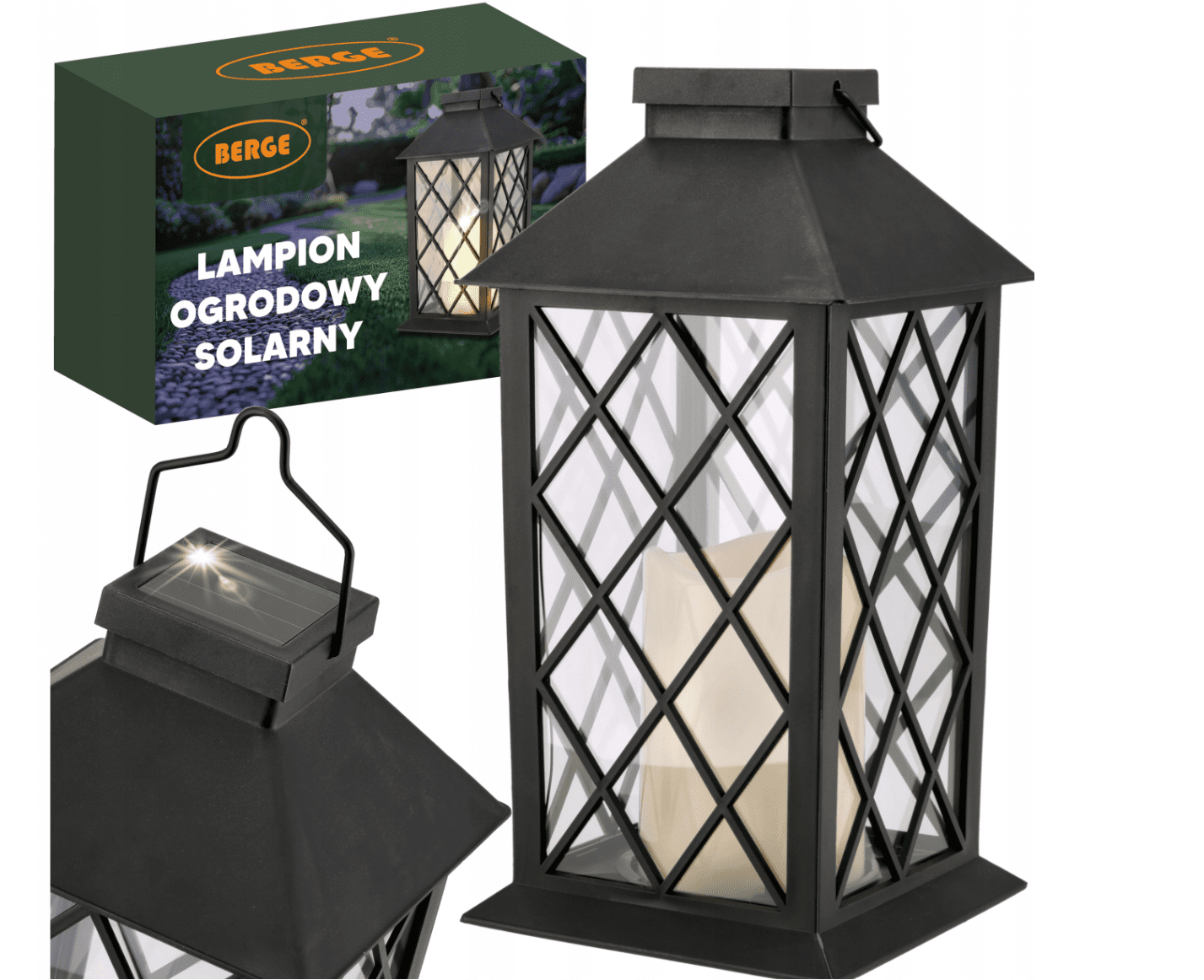 Berge LED solární zahradní lucerna svítilna černá 2V 35MA BLS020