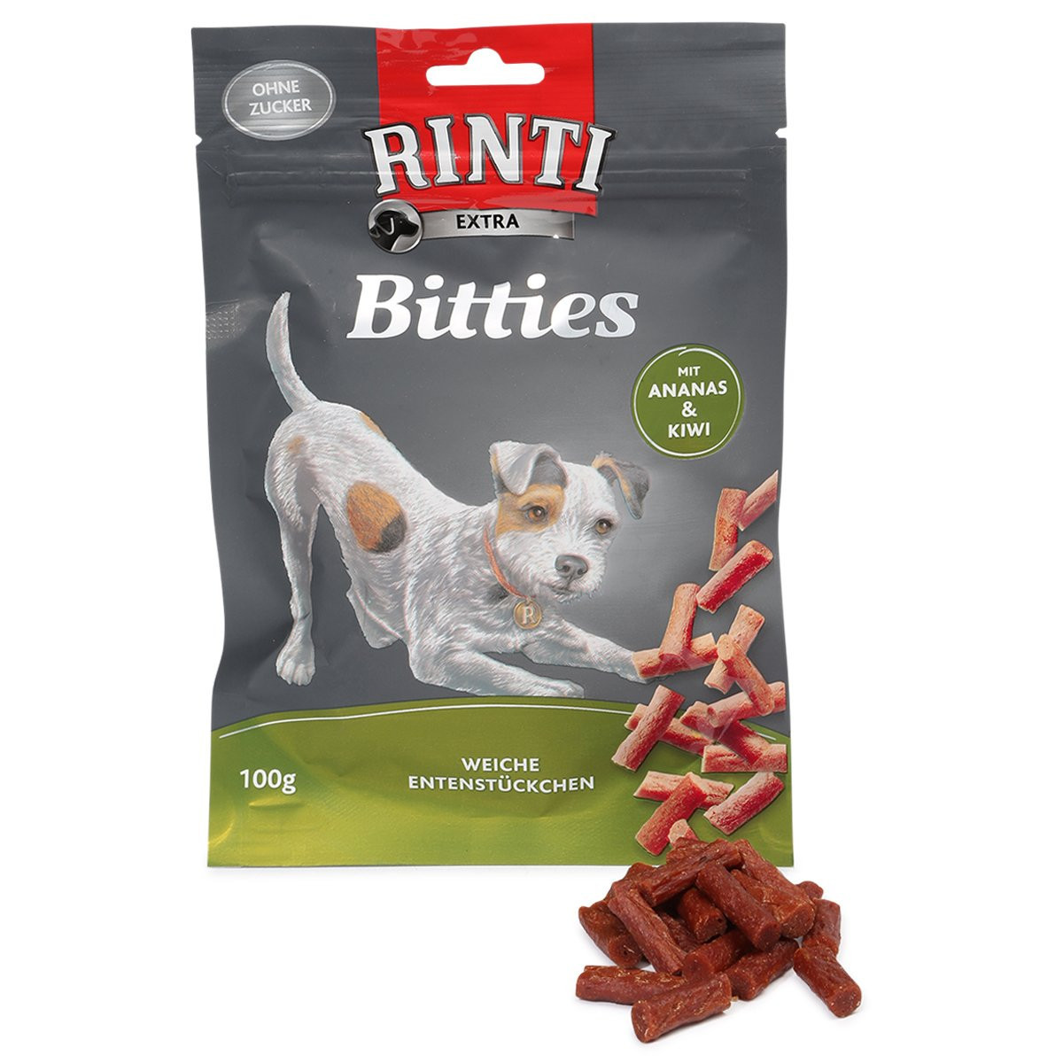 RINTI Extra Mini Bits 100 g - 4 x 100 g kachna s ananasem & kiwi