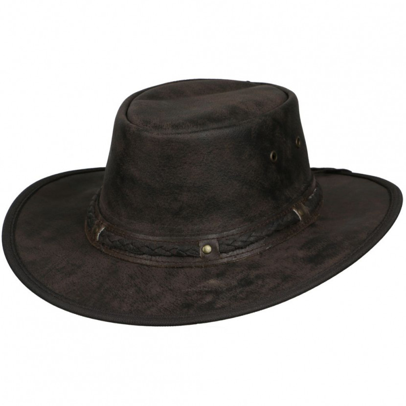 Klobouk kožený Rugged Earth Springbrook - hnědý, M