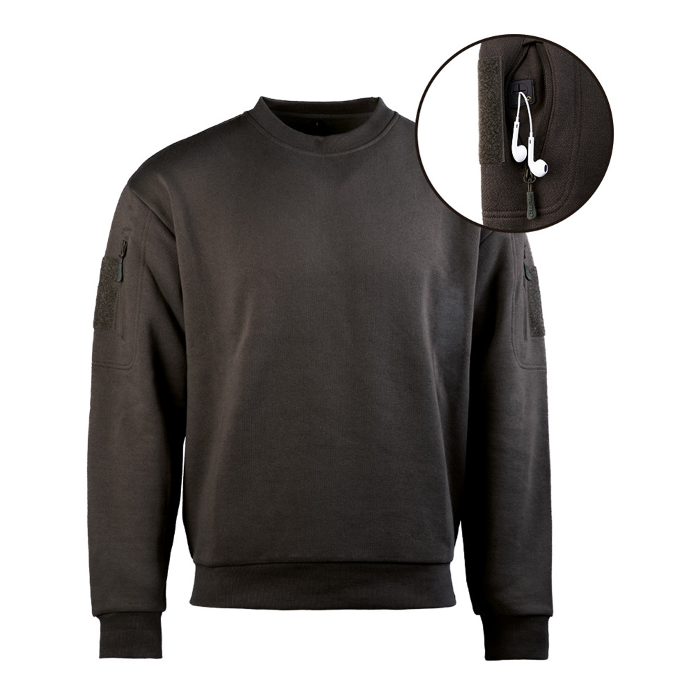 Mikina taktická Mil-Tec Round Neck - černá, 3XL