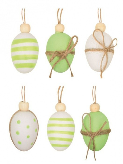 Anděl Plastová vajíčka s korálkem na zavěšení - 4 cm - 6 ks - 9909