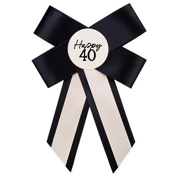 Rozeta k 40. narozeninám, krémovo-černá, 11x17 cm