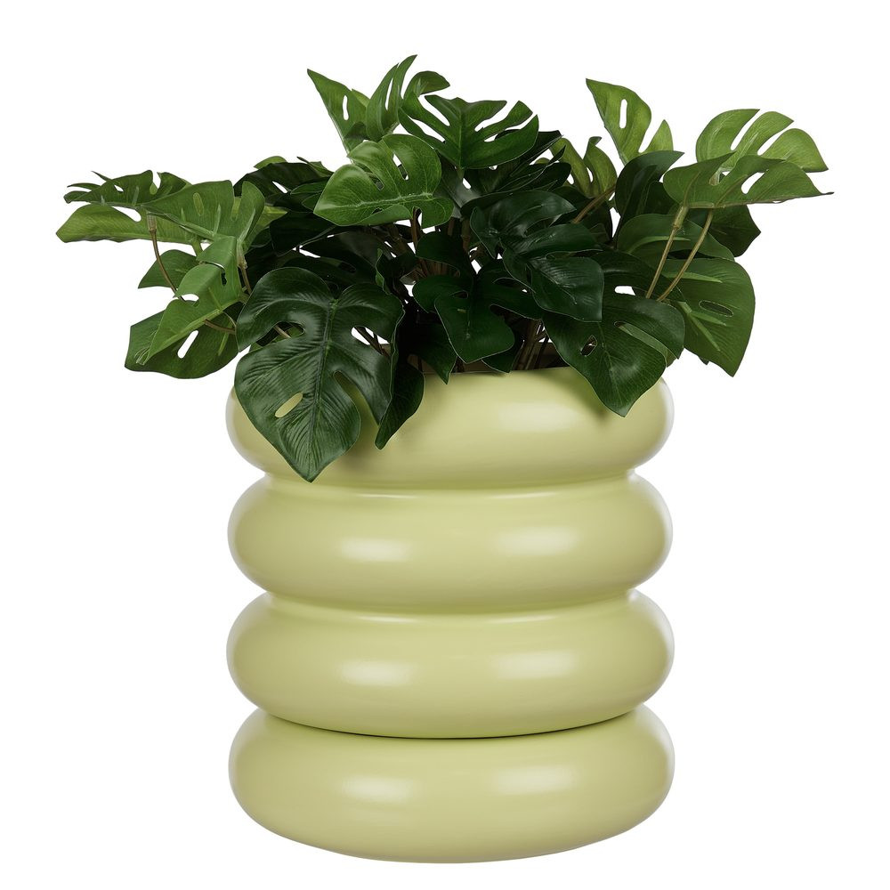 HOOP Květináč s miskou 14 cm - zelená